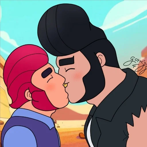 Стикер из набора Кольт + Булл | @animebrawl для Телеграм: Статические 👨‍❤️‍💋‍👨