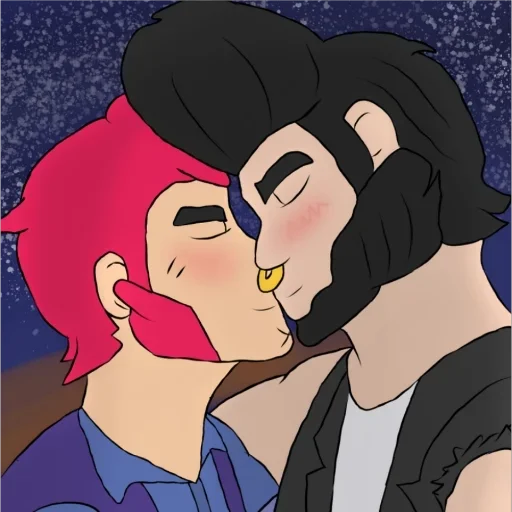 Стикер из набора Кольт + Булл | @animebrawl для Телеграм: Статические 👨‍❤️‍💋‍👨