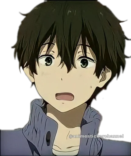 Стикер из набора HOTARO OREKI @animestickerchannel для Телеграм: Статические 😥