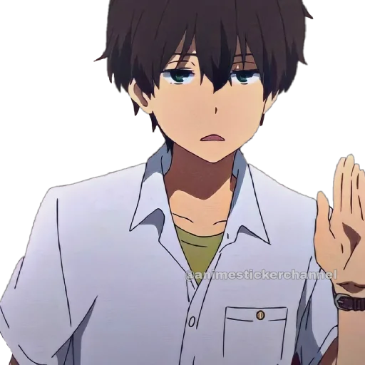 Стикер из набора HOTARO OREKI @animestickerchannel для Телеграм: Статические 😑