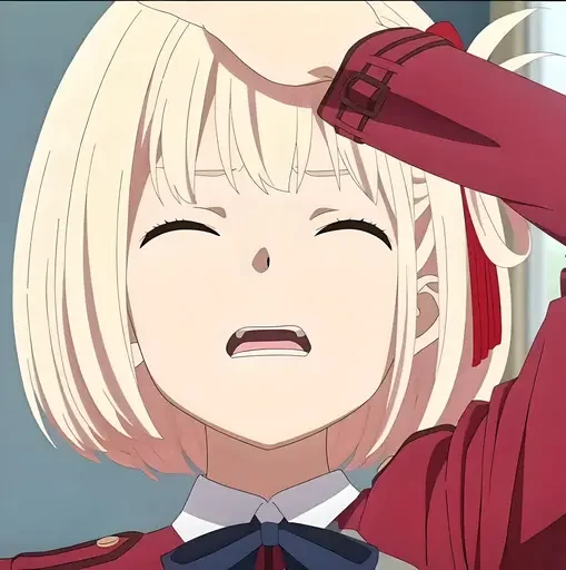 Стикер из набора Ликорис рикоил @anime_stickerr для Телеграм: Статические 😞