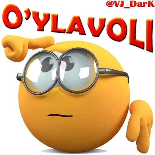 Стикер из набора 3D UZBEK SMILES by @VJ_DARK для Телеграм: Статические 🤔
