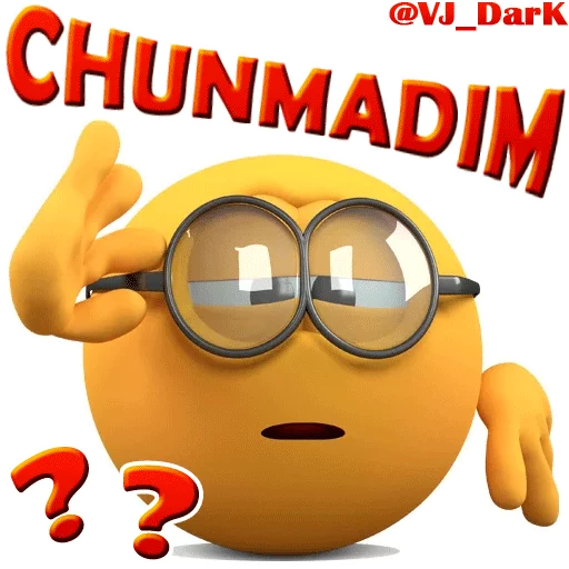 Стикер из набора 3D UZBEK SMILES by @VJ_DARK для Телеграм: Статические ❓
