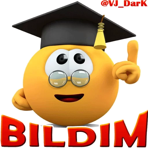 Стикер из набора 3D UZBEK SMILES by @VJ_DARK для Телеграм: Статические 🎓
