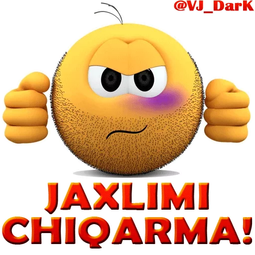Стикер из набора 3D UZBEK SMILES by @VJ_DARK для Телеграм: Статические 😡