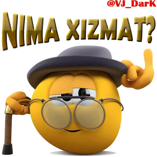 Стикер из набора 3D UZBEK SMILES by @VJ_DARK для Телеграм: Статические 🤠