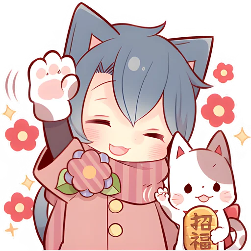 Стикер из набора Зимние котята @Nyasticks для Телеграм: Статические 👋