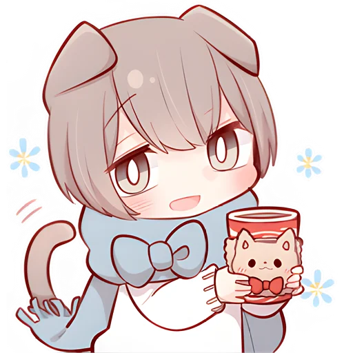 Стикер из набора Зимние котята @Nyasticks для Телеграм: Статические ☕