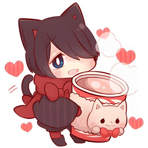 Стикер из набора Зимние котята @Nyasticks для Телеграм: Статические ☕
