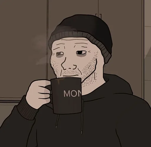 Стикер из набора Wojak, The Feels Guy для Телеграм: Статические ☕