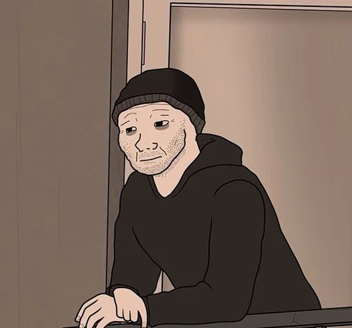 Стикер из набора Wojak, The Feels Guy для Телеграм: Статические 😔