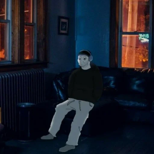 Стикер из набора Wojak, The Feels Guy для Телеграм: Статические 😔