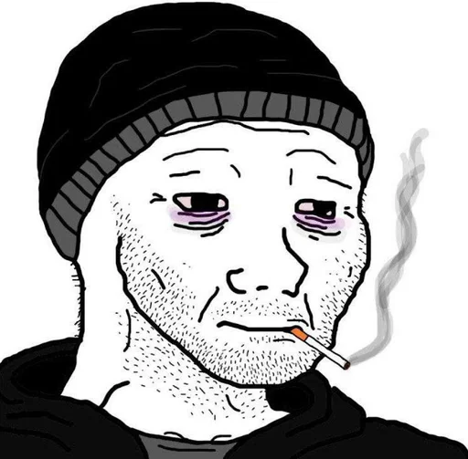 Стикер из набора Wojak, The Feels Guy для Телеграм: Статические 🚬