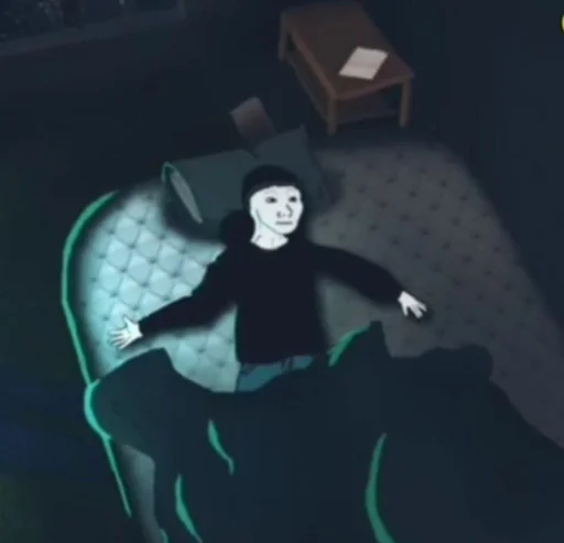 Стикер из набора Wojak, The Feels Guy для Телеграм: Статические 🛏