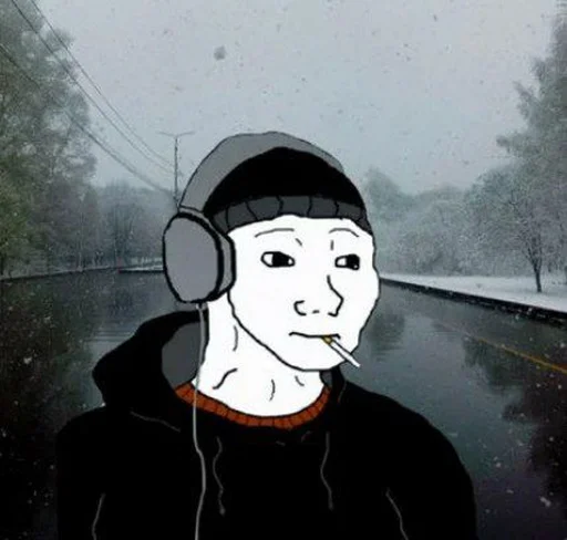 Стикер из набора Wojak, The Feels Guy для Телеграм: Статические 😔