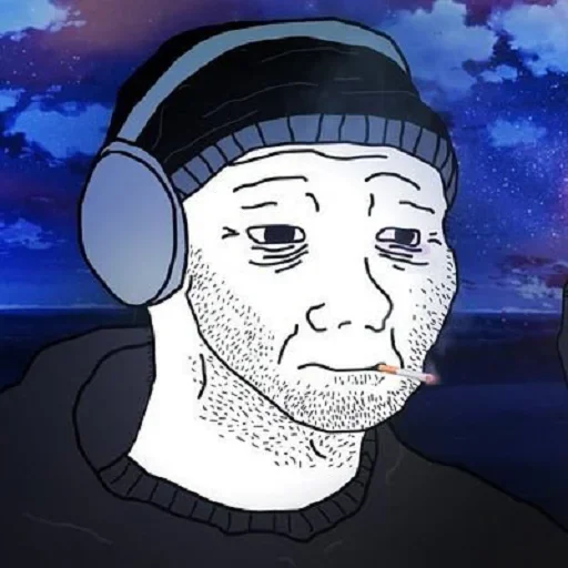Стикер из набора Wojak, The Feels Guy для Телеграм: Статические 😔