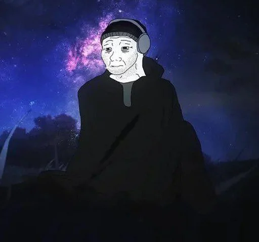 Стикер из набора Wojak, The Feels Guy для Телеграм: Статические 😕