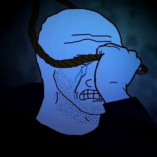 Стикер из набора Wojak, The Feels Guy для Телеграм: Статические 😭