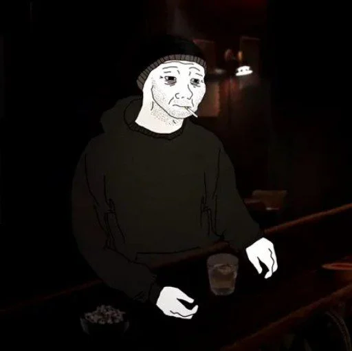 Стикер из набора Wojak, The Feels Guy для Телеграм: Статические 🥃