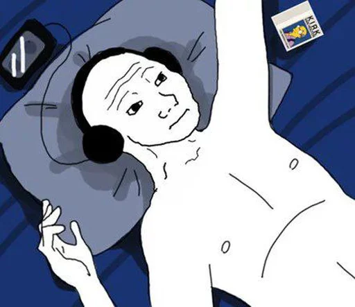 Стикер из набора Wojak, The Feels Guy для Телеграм: Статические 🎧