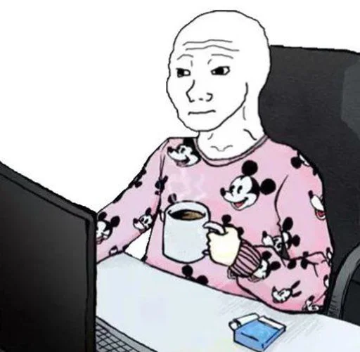 Стикер из набора Wojak, The Feels Guy для Телеграм: Статические ☕️