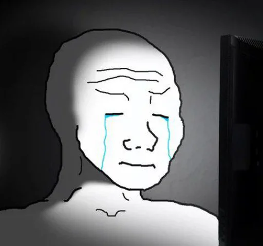 Стикер из набора Wojak, The Feels Guy для Телеграм: Статические 😭