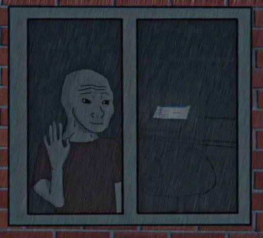 Стикер из набора Wojak, The Feels Guy для Телеграм: Статические 🌧