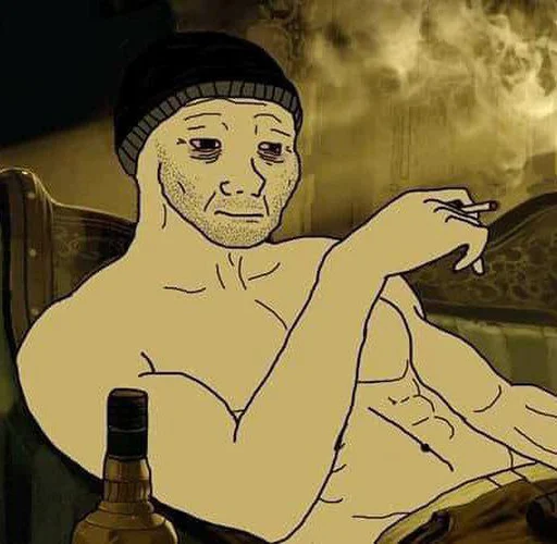 Стикер из набора Wojak, The Feels Guy для Телеграм: Статические 🚬