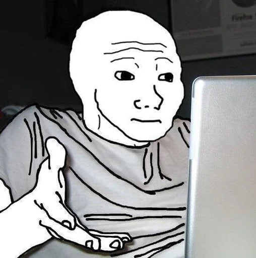 Стикер из набора Wojak, The Feels Guy для Телеграм: Статические 😕