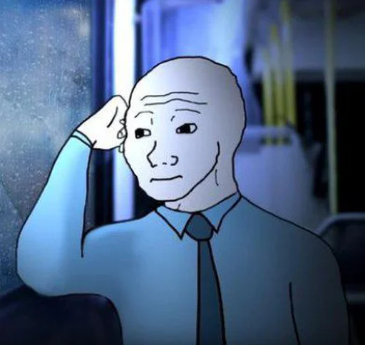 Стикер из набора Wojak, The Feels Guy для Телеграм: Статические 😕