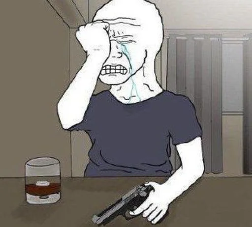 Стикер из набора Wojak, The Feels Guy для Телеграм: Статические 😭