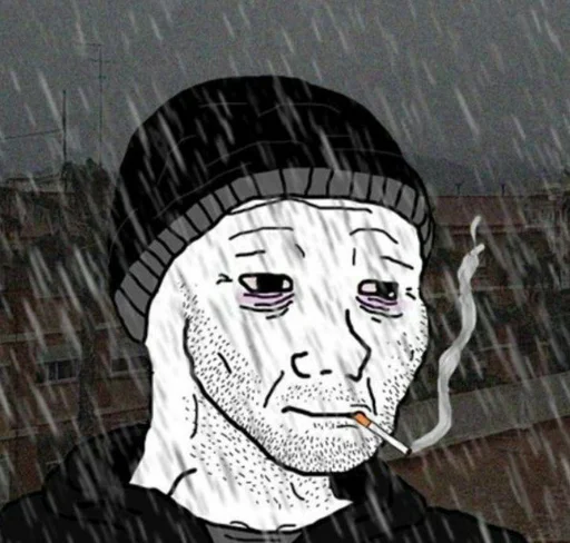 Стикер из набора Wojak, The Feels Guy для Телеграм: Статические 🌧