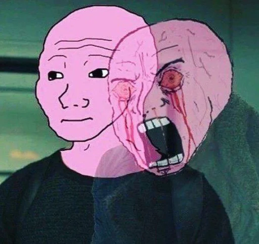 Стикер из набора Wojak, The Feels Guy для Телеграм: Статические 😡