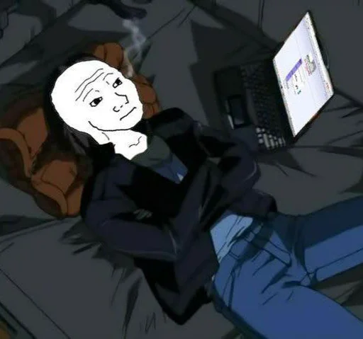 Стикер из набора Wojak, The Feels Guy для Телеграм: Статические 😕