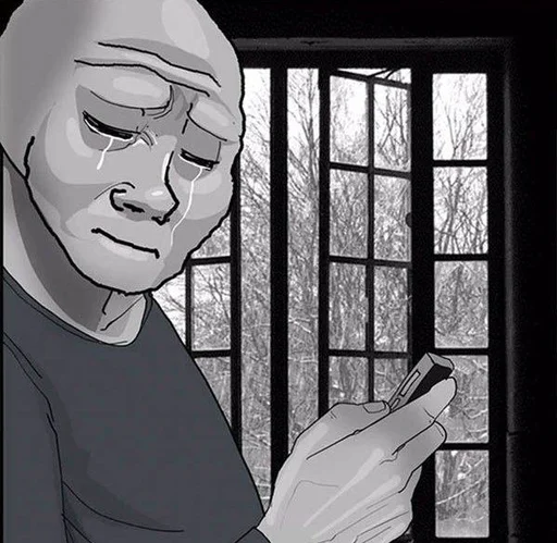 Стикер из набора Wojak, The Feels Guy для Телеграм: Статические 😭