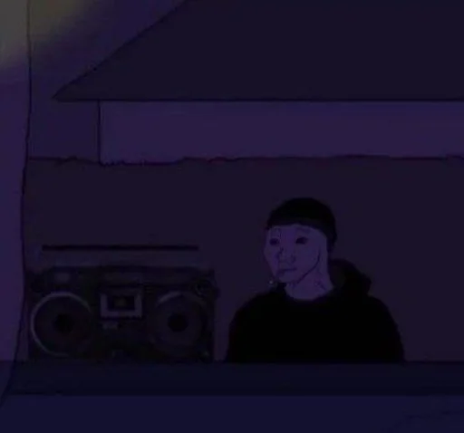 Стикер из набора Wojak, The Feels Guy для Телеграм: Статические 🎧
