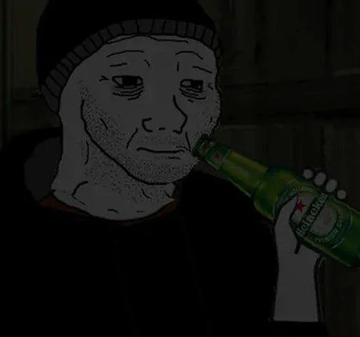Стикер из набора Wojak, The Feels Guy для Телеграм: Статические 🥤