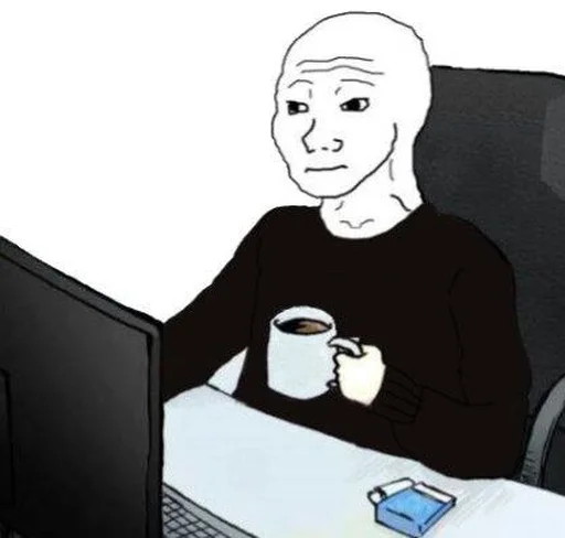 Стикер из набора Wojak, The Feels Guy для Телеграм: Статические ☕️