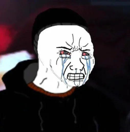 Стикер из набора Wojak, The Feels Guy для Телеграм: Статические 😭