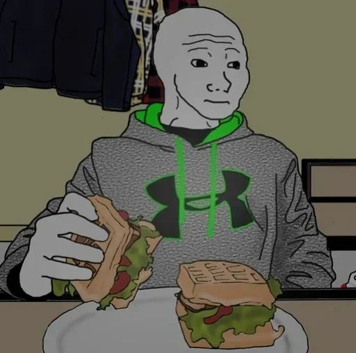Стикер из набора Wojak, The Feels Guy для Телеграм: Статические 🍔