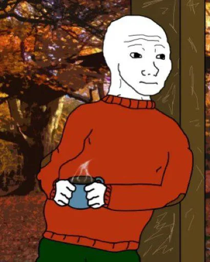 Стикер из набора Wojak, The Feels Guy для Телеграм: Статические ☕️