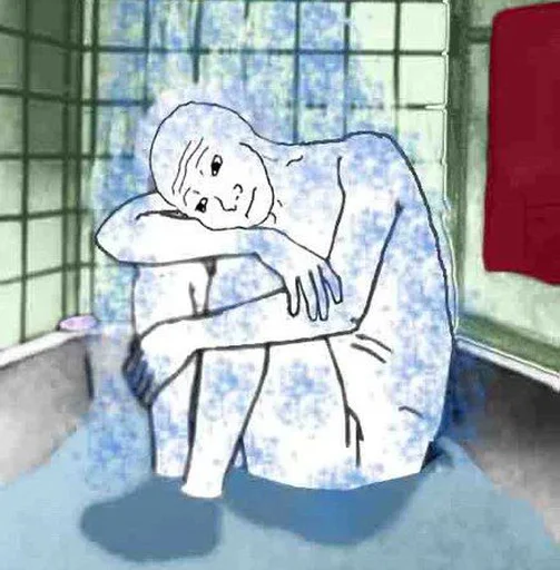 Стикер из набора Wojak, The Feels Guy для Телеграм: Статические 🚿