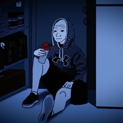 Стикер из набора Wojak, The Feels Guy для Телеграм: Статические 😕