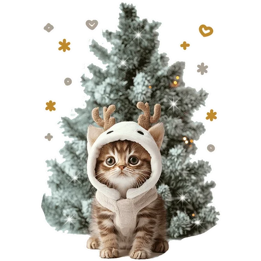 Стикер из набора Зимние котики @Nyasticks для Телеграм: Статические 🎄