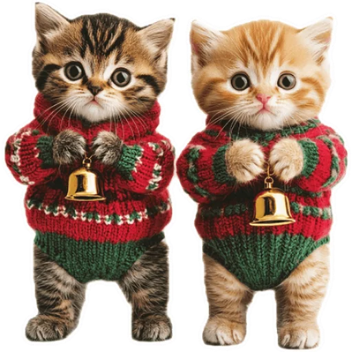 Стикер из набора Зимние котики @Nyasticks для Телеграм: Статические 🔔