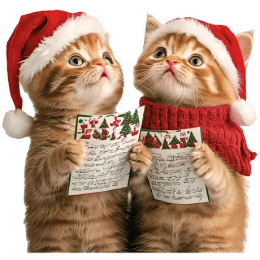 Стикер из набора Зимние котики @Nyasticks для Телеграм: Статические 🎅