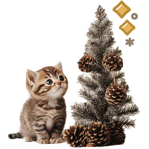 Стикер из набора Зимние котики @Nyasticks для Телеграм: Статические 🎄