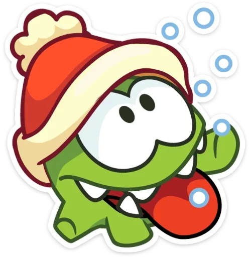 Стикер из набора Зимний Ам Ням для Телеграм: Статические 🐸