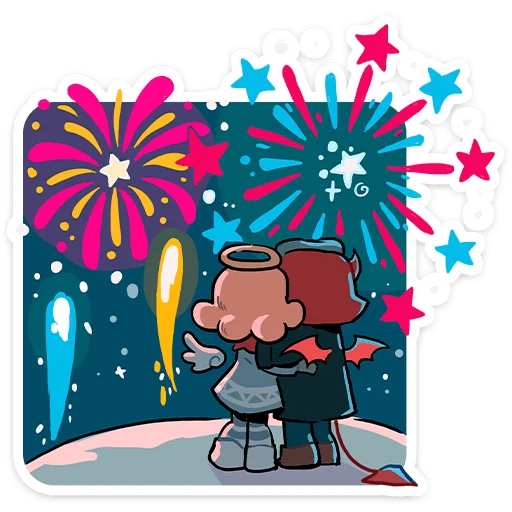 Стикер из набора Зимние Нимб и Рожки @TgSticker для Телеграм: Статические 🎇