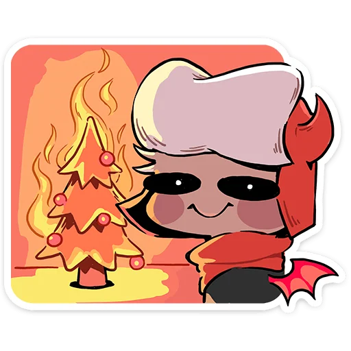 Стикер из набора Зимние Нимб и Рожки @TgSticker для Телеграм: Статические 😈